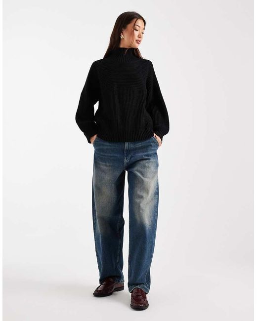 Monki Black Libby High Neck Jumper