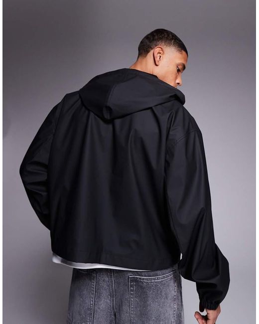 Chubasquero De Corte Cuadrado Extragrande Con Acabado Engomado De ASOS de hombre de color Gray