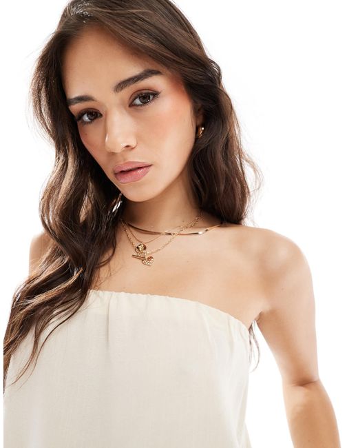 ASOS White – trägerloses, trapezförmiges oberteil aus leinenmix