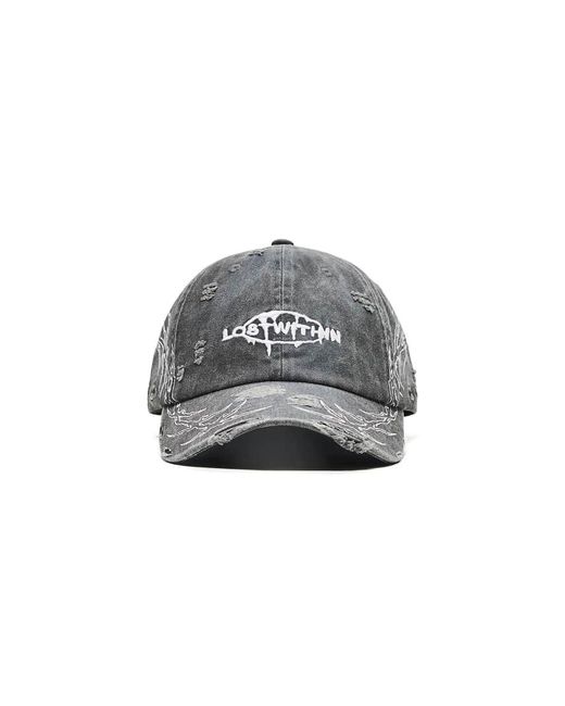 Bershka Gray Washed Cap With Heavy Distressing for men
