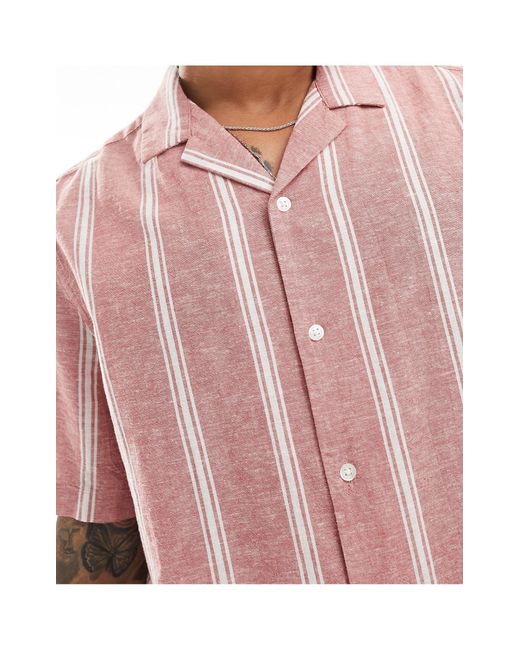 ASOS Pink Relaxed Revere Shirt for men