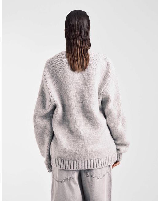 ASOS Gray Chunky Oversized Edge To Edge Cardigan