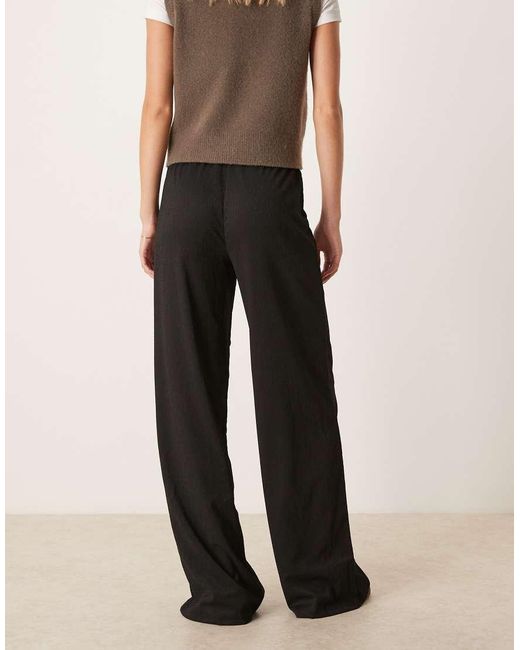 JDY Tall Black Textured Wide Leg Trousers