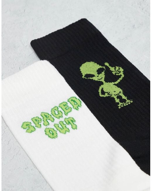 ASOS Multicolor 2 Pack Socks With Alien Graphic for men