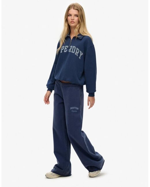 Superdry Blue Athletic Essentials Low Rise Flare Joggers