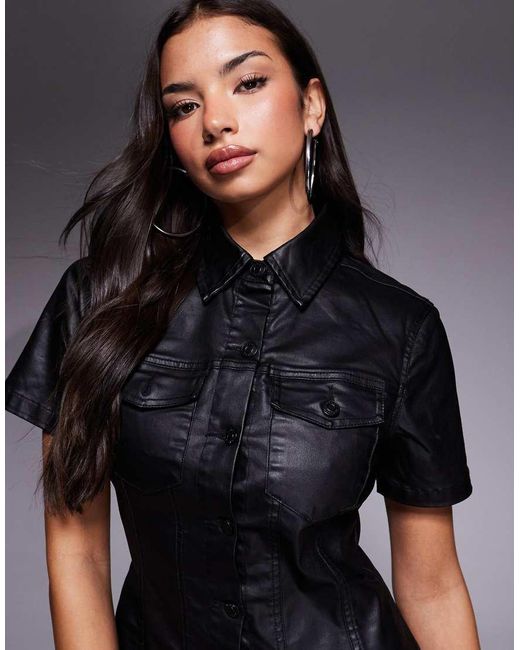 ASOS Blue Short Sleeve Denim Shirt Dress
