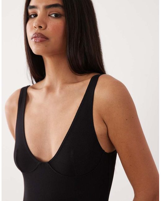 ASOS Blue Plunge Rib Bodysuit