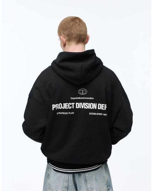 Pull&Bear Black Hoodie With Zipper for men