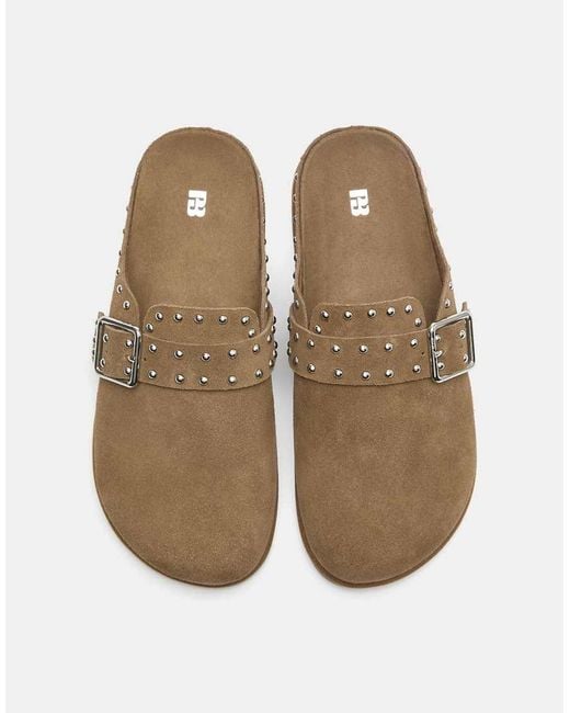 Pull&Bear Brown Leather Clogs
