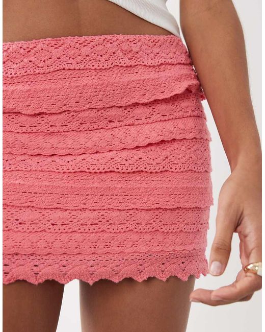 Mango White Teen Lace Detail Mini Skirt