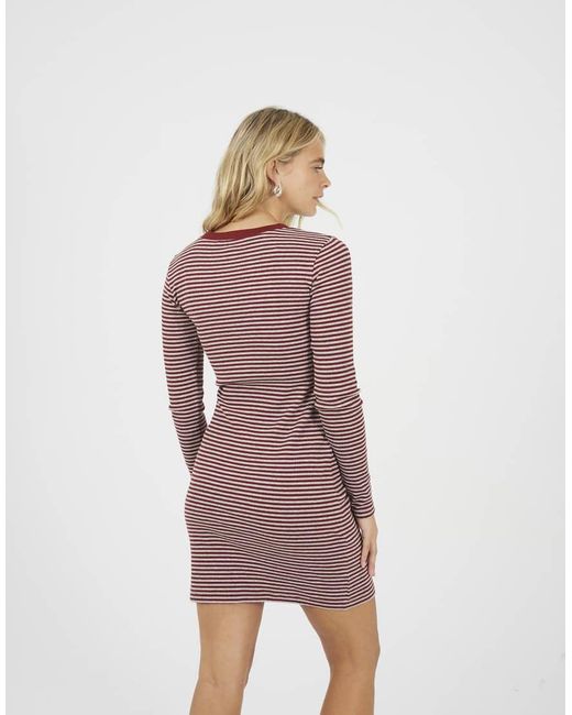 Brave Soul Red Stripe Long Sleeve Jersey Mini Dress