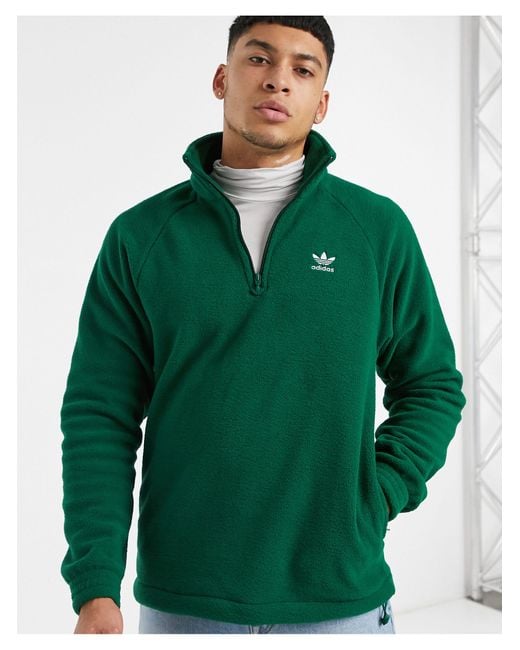 adidas Originals 1/4 Zip Fleece in Green for Men | Lyst Australia