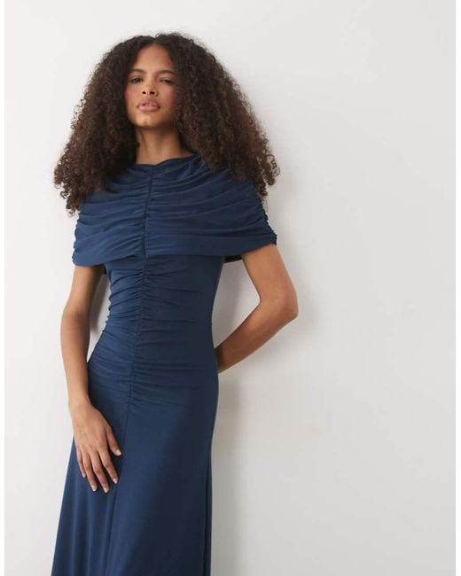 Forever New Blue Slinky Ruched Detail Maxi Dress