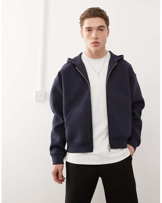 Sudadera Con Capucha Y Cremallera De Tejido Efecto Neopreno Simon De Weekday de hombre de color Blue