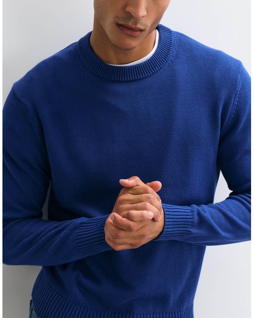 Mango Blue Light Knitted Jumper for men