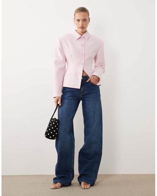 ASOS Pink Button Through Cinch Blazer