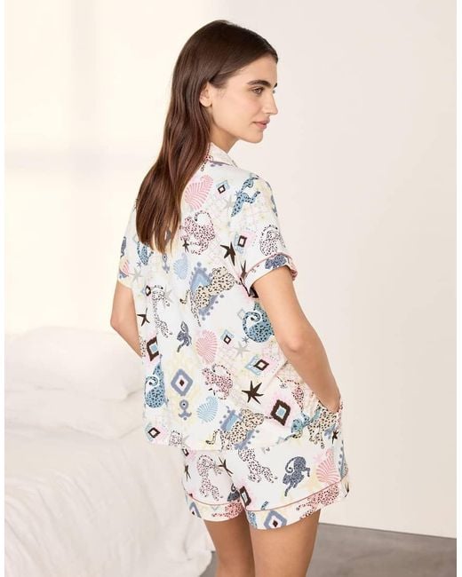 Chelsea Peers Natural Bohemian Leopard Print Short Pyjama Set