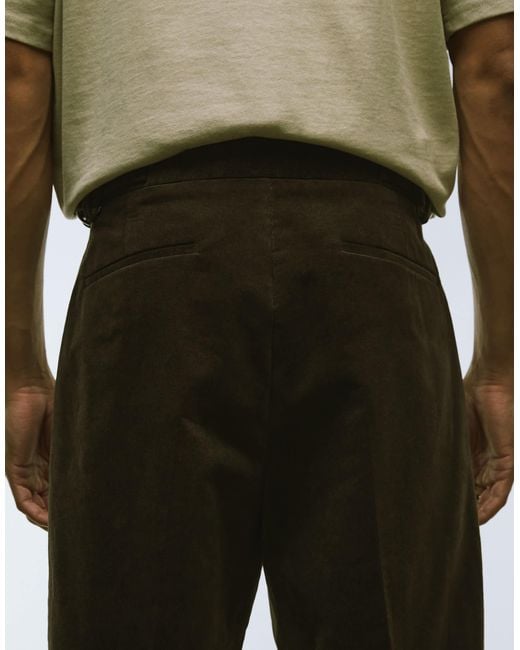 ASOS Green Smart Cotton Rich Wide Leg Corduroy Pants for men