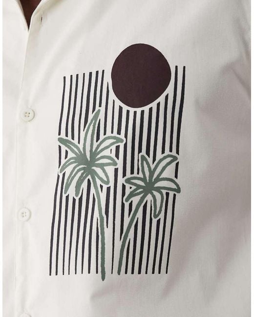 Threadbare White Short Sleeve Graphic Print Shirt for men