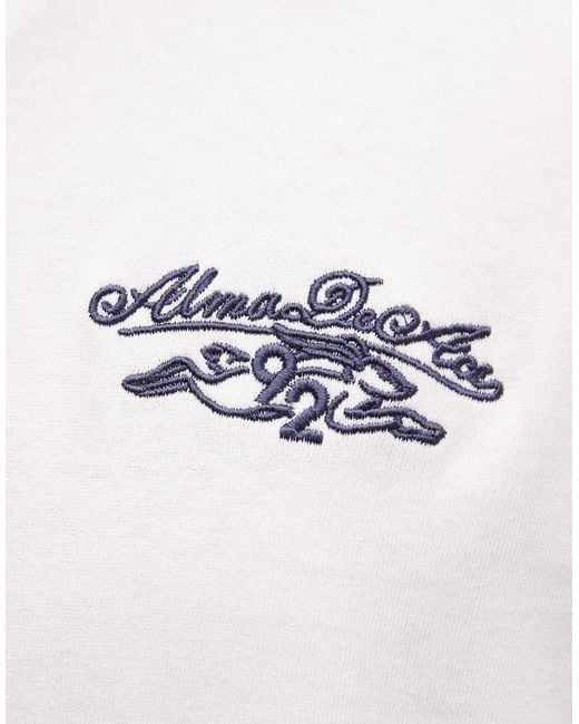 Alma de Ace White Lina Long Sleeve Rugby Polo Top With Contrast Collar for men