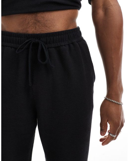 Pull&Bear Black Textured Co-ord Trouser for men
