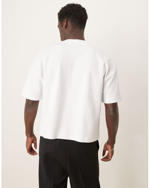 ASOS Premium Oversized Interlock Recht T-Shirt Van 300Gsm Stof Met Verlaagde Schouders in het White voor heren