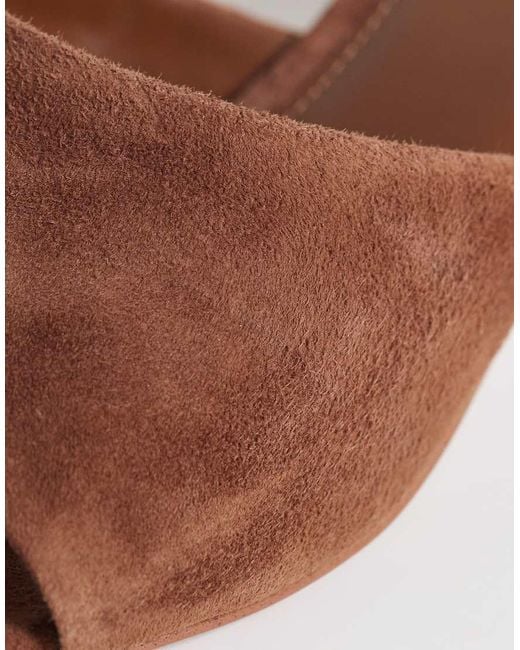 Mango Brown 100% Suede Leather Heeled Mules