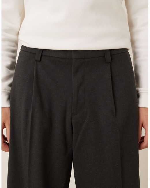 Pantalon ample habillé en tissu épais à taille élastique ASOS pour homme en coloris Black