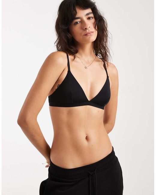New Look Black Non-Padded Triangle Bralette