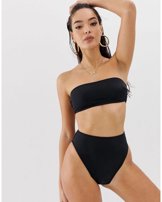 black high leg high waisted bikini bottoms