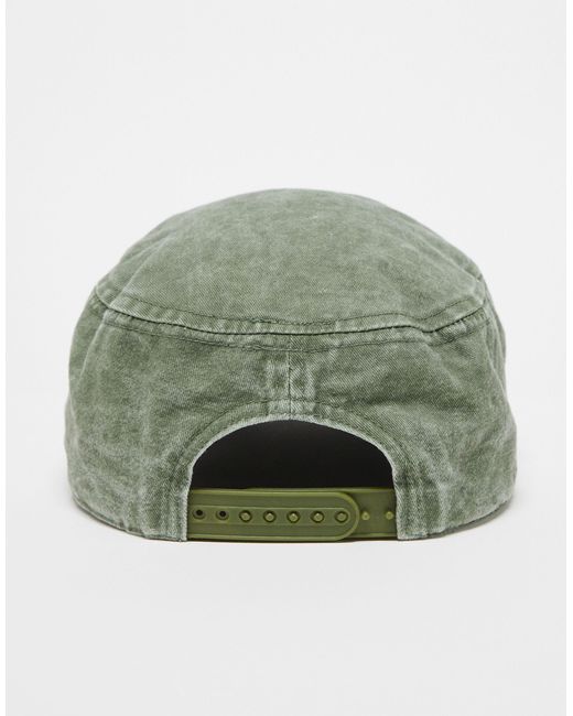 Reclaimed (vintage) Green Unisex Baker Boy With Logo And Stud Details