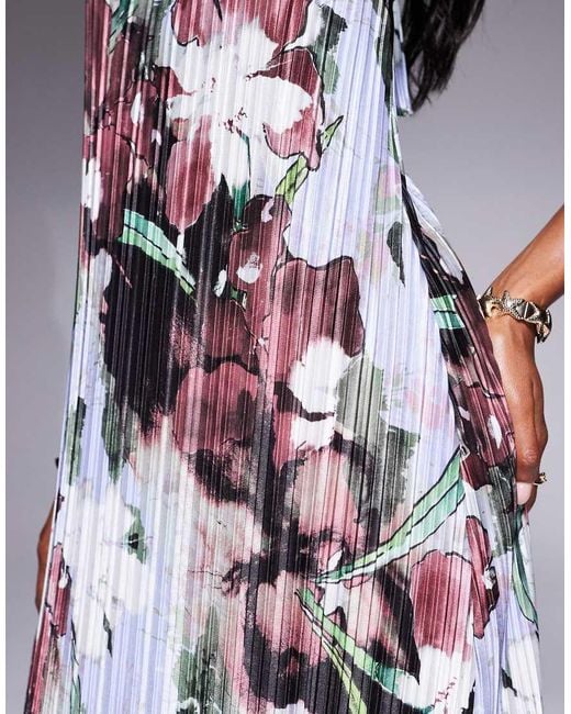 ASOS Multicolor Plisse Halter Tie Maxi Dress