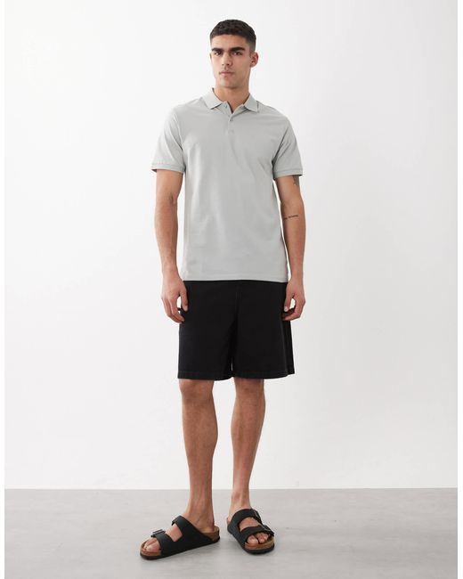ASOS – basic-polohemd aus pikee in Gray für Herren