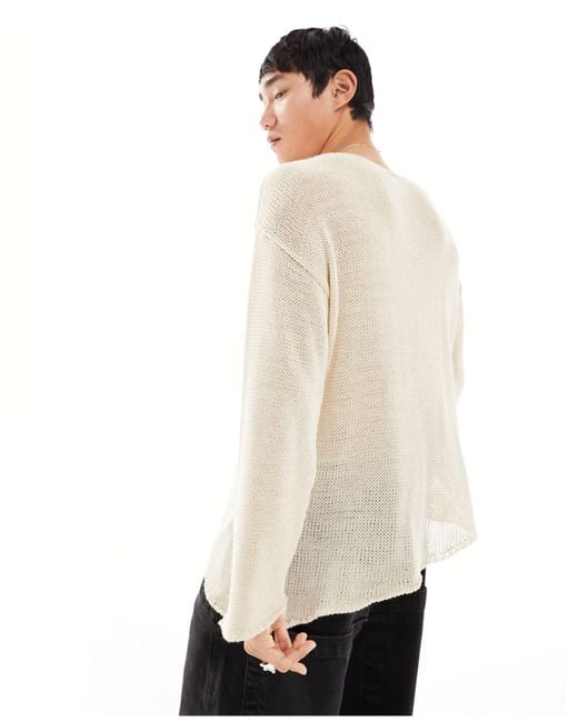 Reclaimed vintage Unisex Oversized Jumper With Logo in Natural