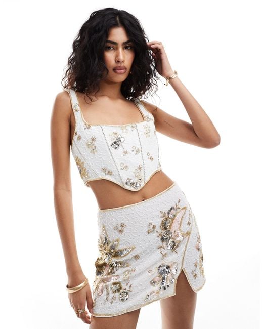 ASOS White Celestial Embellished Sequin Co-ord Top