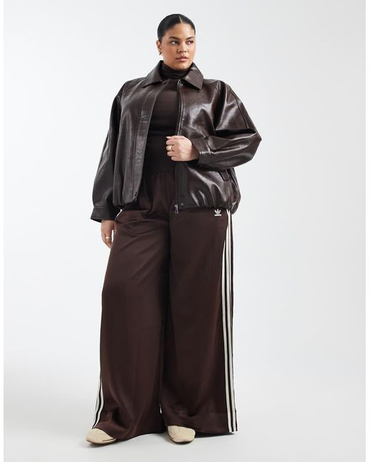 ASOS Brown Asos Design Curve Leather Look Oversized Bomber Jacket