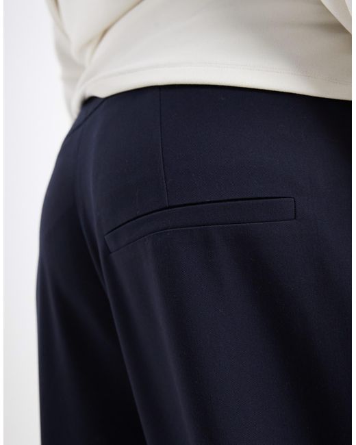 ASOS Blue Curve Tailored Low Rise Wide Leg Trousers With Asymmetric Waistband