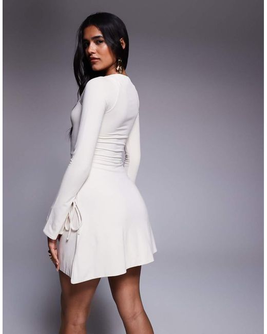 Oh Polly Purple Amryn Fluted Sleeve Mini Dress