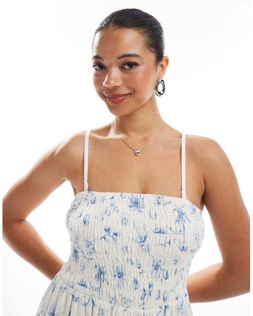 Hollister White Strapless Drop Waist Paneled Midi Dress