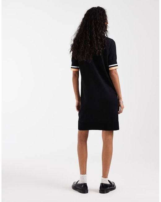 Fred Perry Black Bold Tipped Knitted Mini Shirt Dress