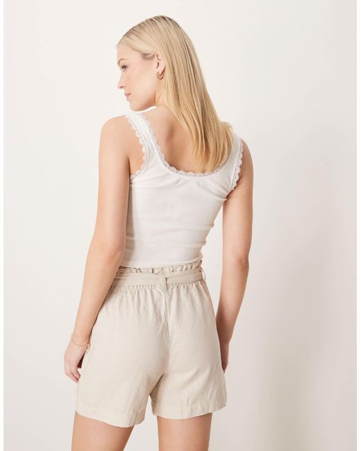 Jdy Natural Linen Mix Tie Waist Shorts