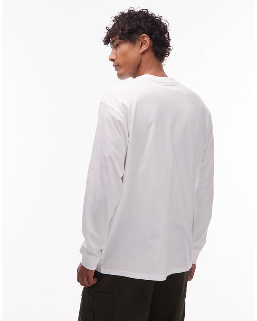 Carhartt White Pocket Heart Long Sleeve Loose Fit T-shirt for men
