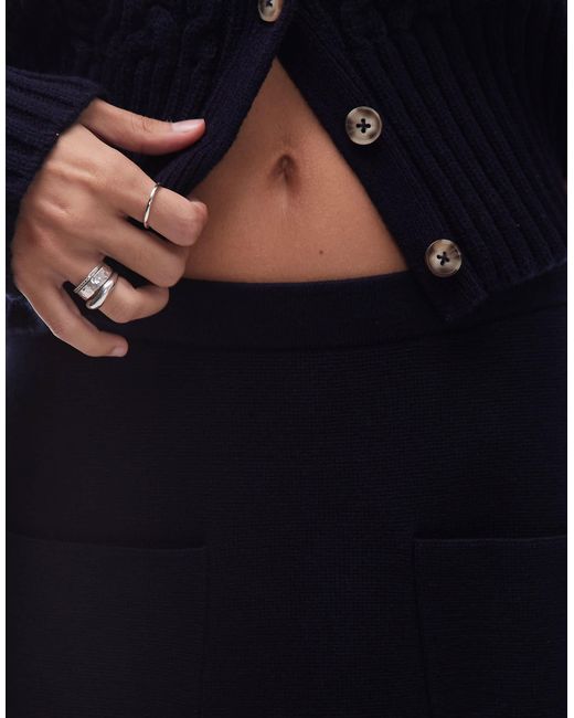 ARKET Blue Knitted Mini Skirt With Patch Pockets