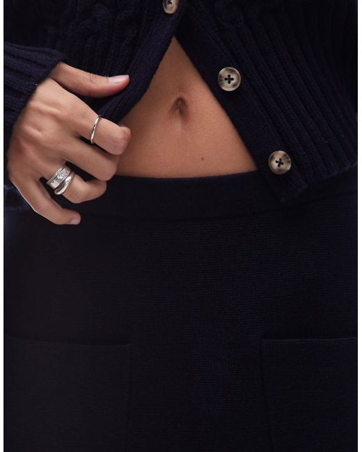 ARKET Blue Knitted Mini Skirt With Patch Pockets