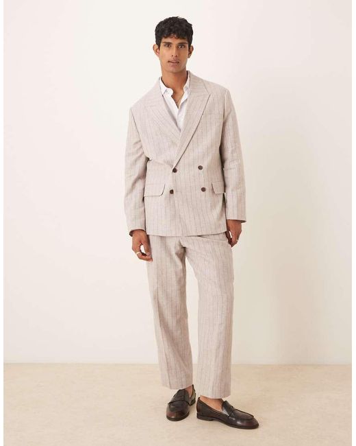 SELECTED Ruimvallende Blazer Van Een Linnenmix in het Natural voor heren