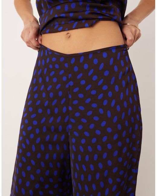 Mango Blue Satin Wide Leg Trouser Co-ord