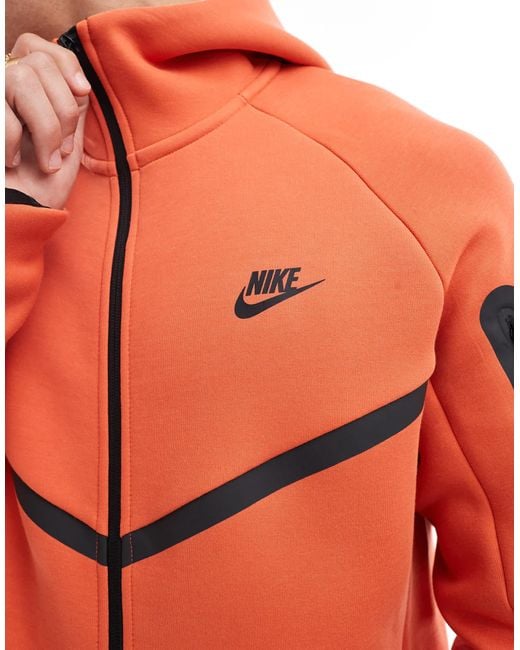 Nike Red Tech Fleece Full Zip Hoodie for men