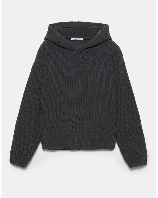 Pull&Bear Gray Chenille Hooded Sweater