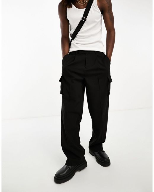Pantalon ample d'ensemble à poches cargo ASOS pour homme en coloris Black