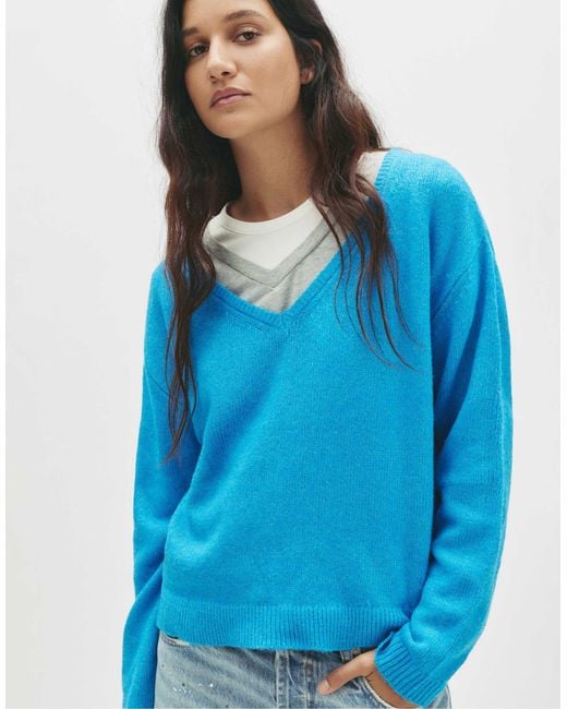 Pull&Bear Blue – oversize-feinstrickpullover
